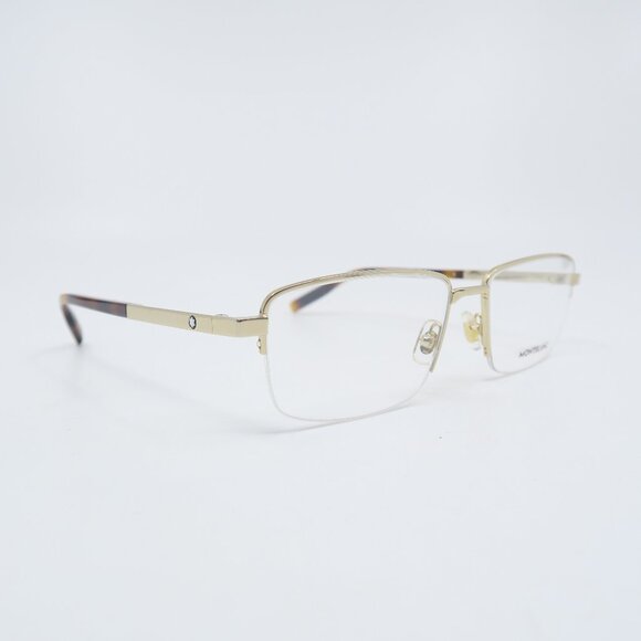 MontBlanc MB0020O 003 56mm Gold & Semi Rimless New Men's Eyeglasses Frames.